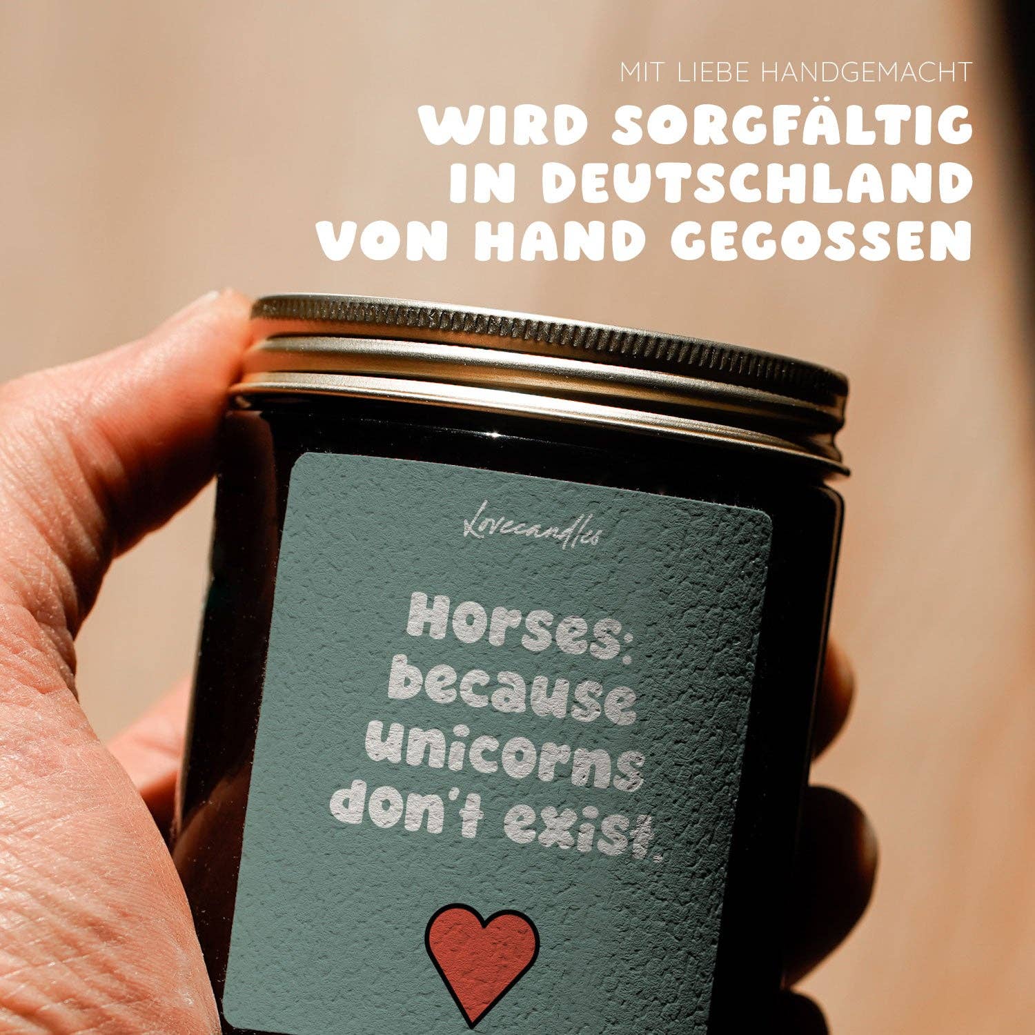 Vanille Duftkerze - Horses: because unicorns don’t exist
