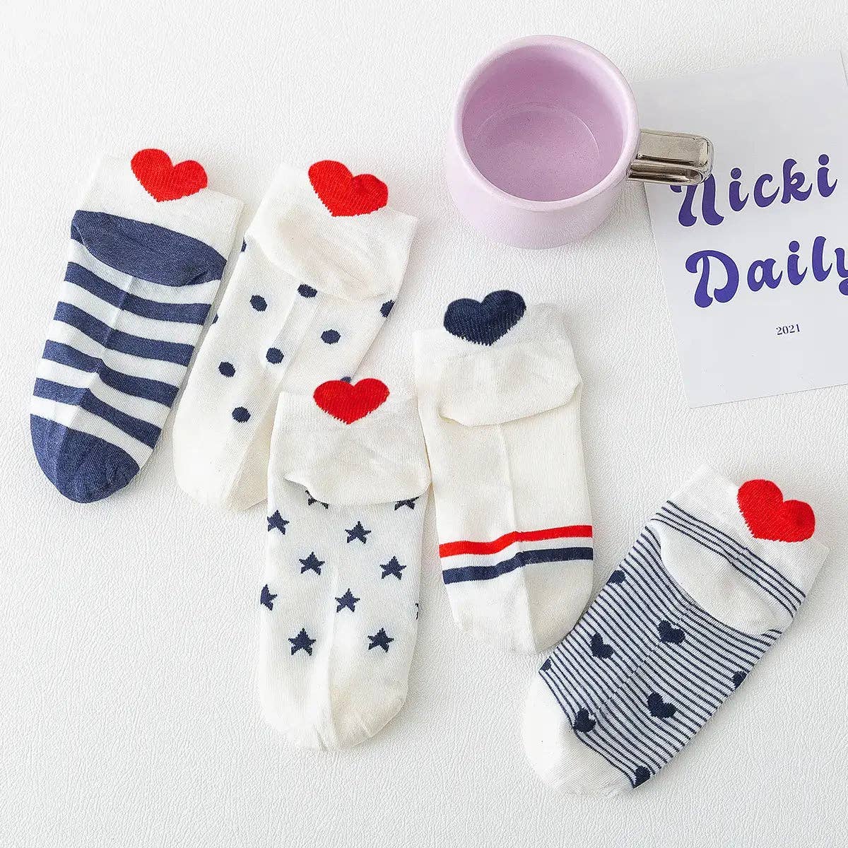 ❤️ Love Club - 5er Set Sneaker Socken Herz