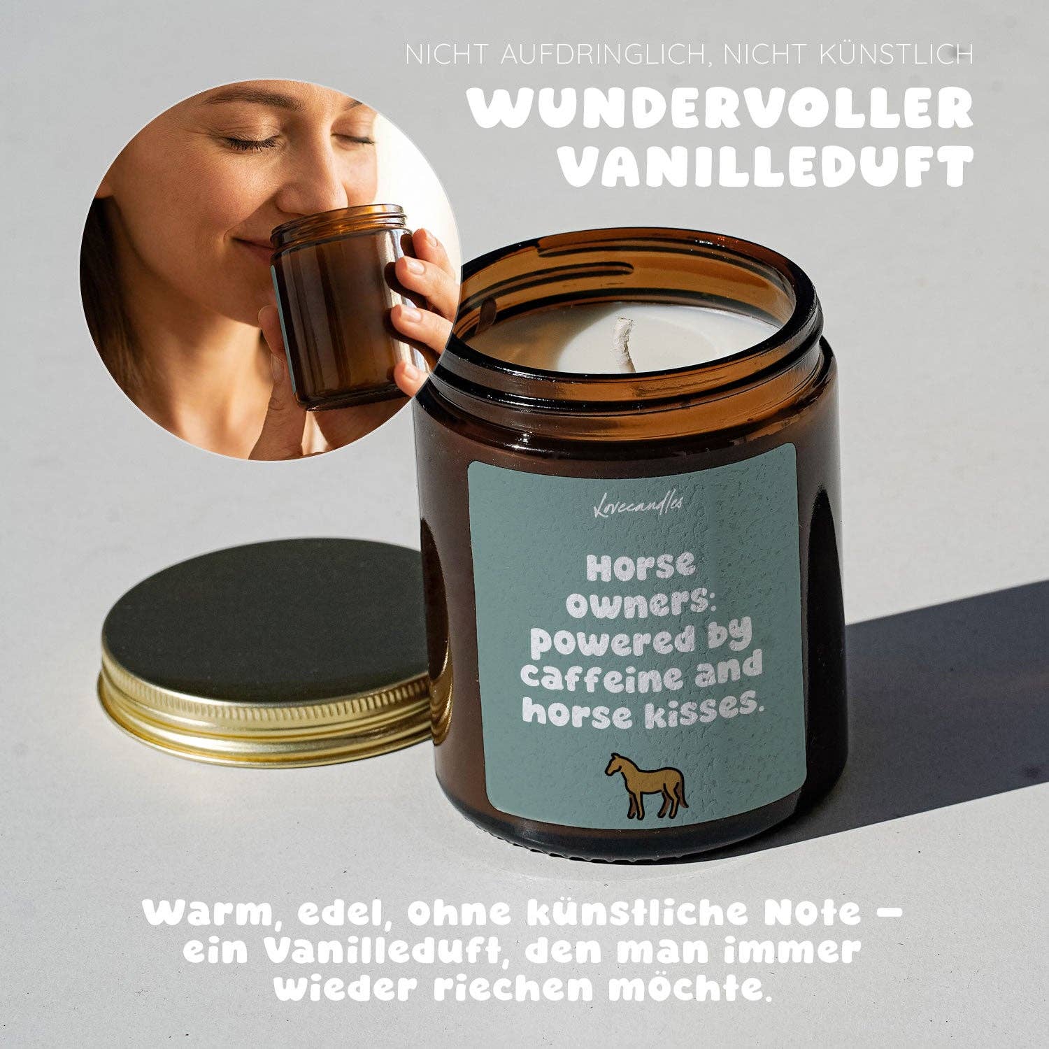 Vanille Duftkerze - Horse owners: powered by caffeine and horse kisses