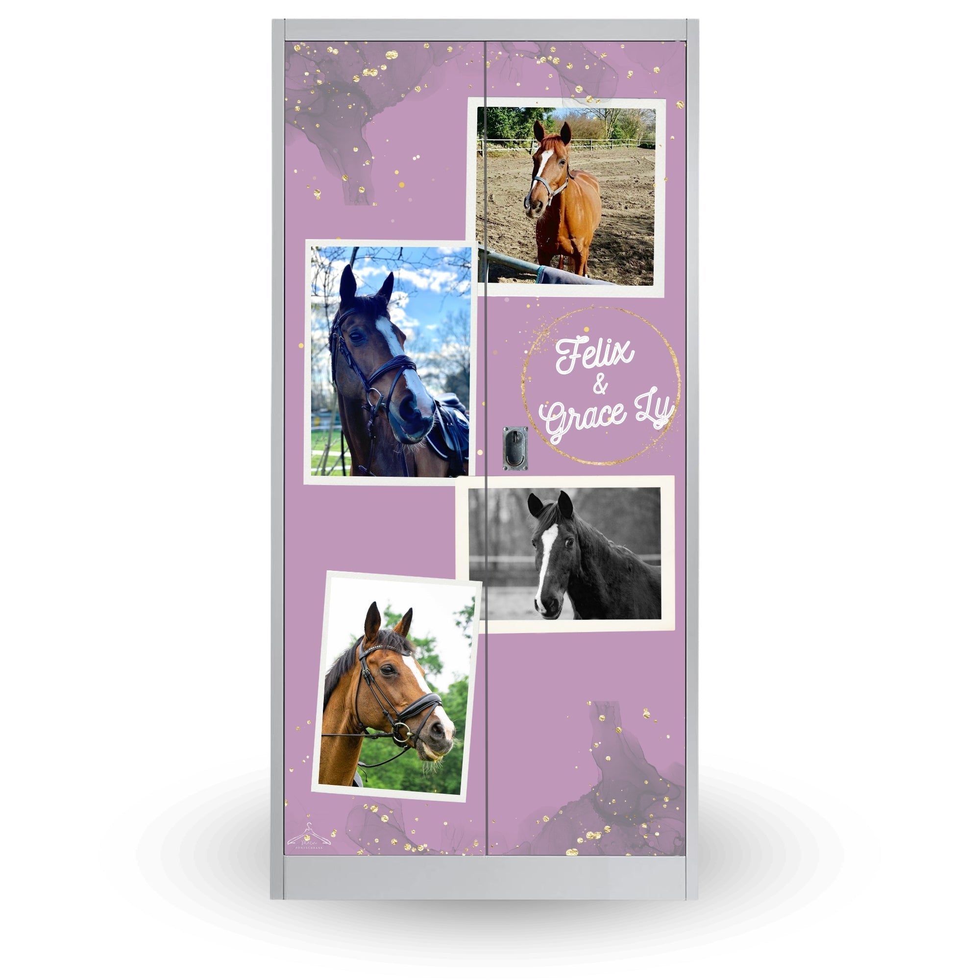 Personalisierte Sattelschrank Folie "Sparkle" mit Namen und Foto