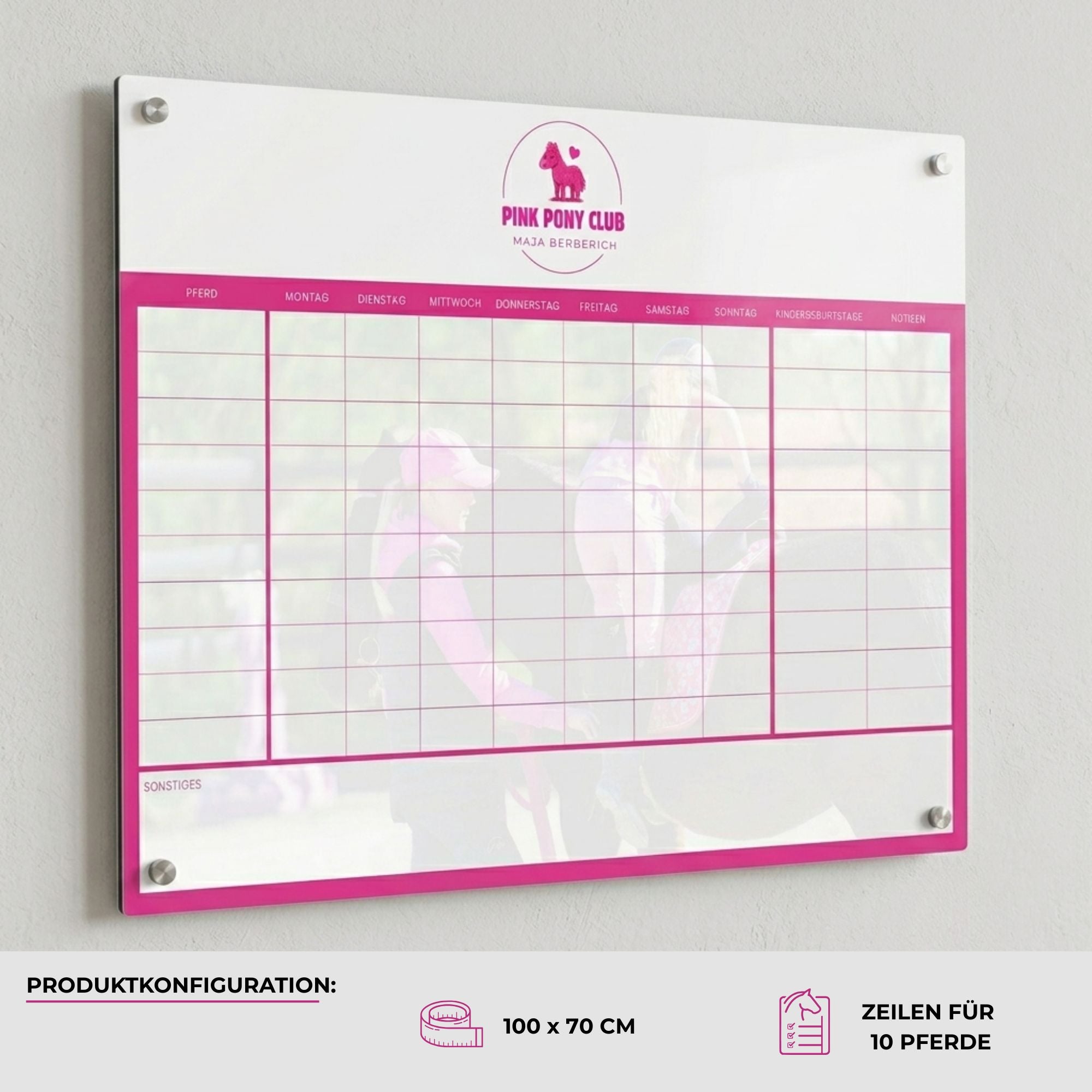 individuelle Stalltafel / Whiteboard / Futterplan mit Logo